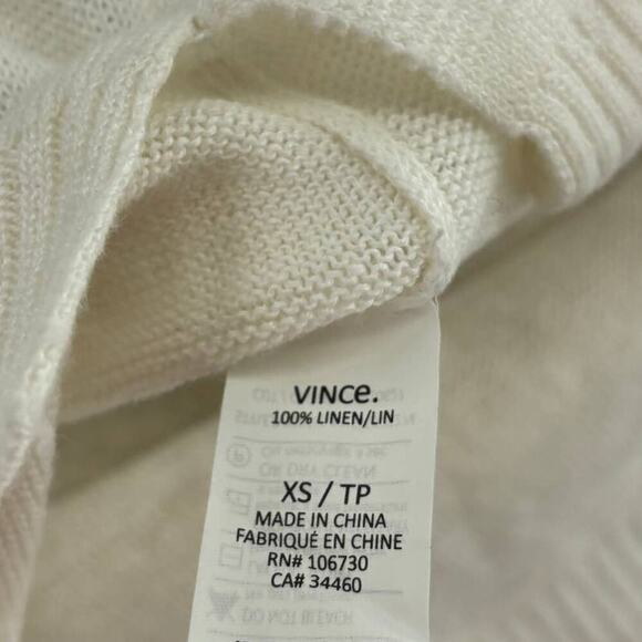 Vince White Oversized Cream Stripe Linen Sweater XS - Picture 8 of 9